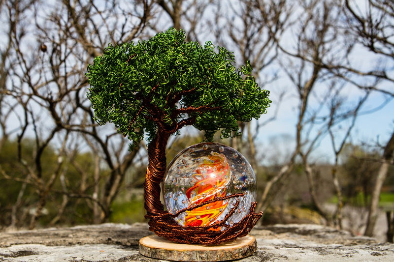 Pale Ponderosa Tree Of Life with Spiral Bubble Flame Orb