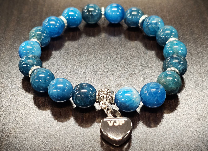 blue cremation bracelet with engraving
