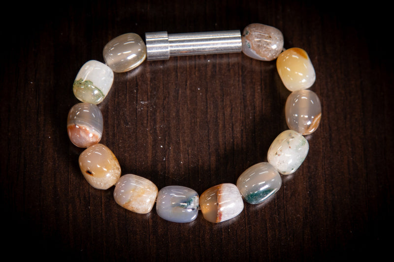agate barrel bracelet fur and ash
