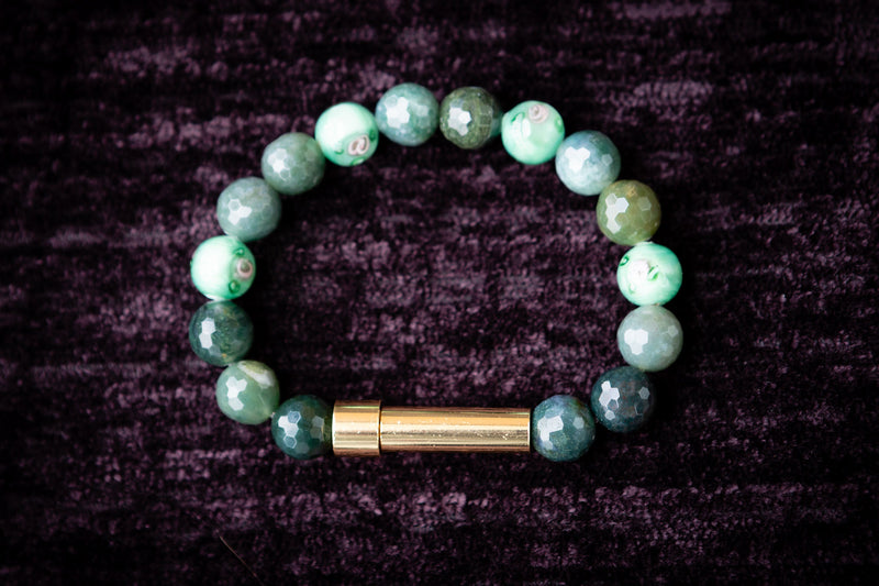 Moss Agate Flower Bracelet for Hair Fur or Ash