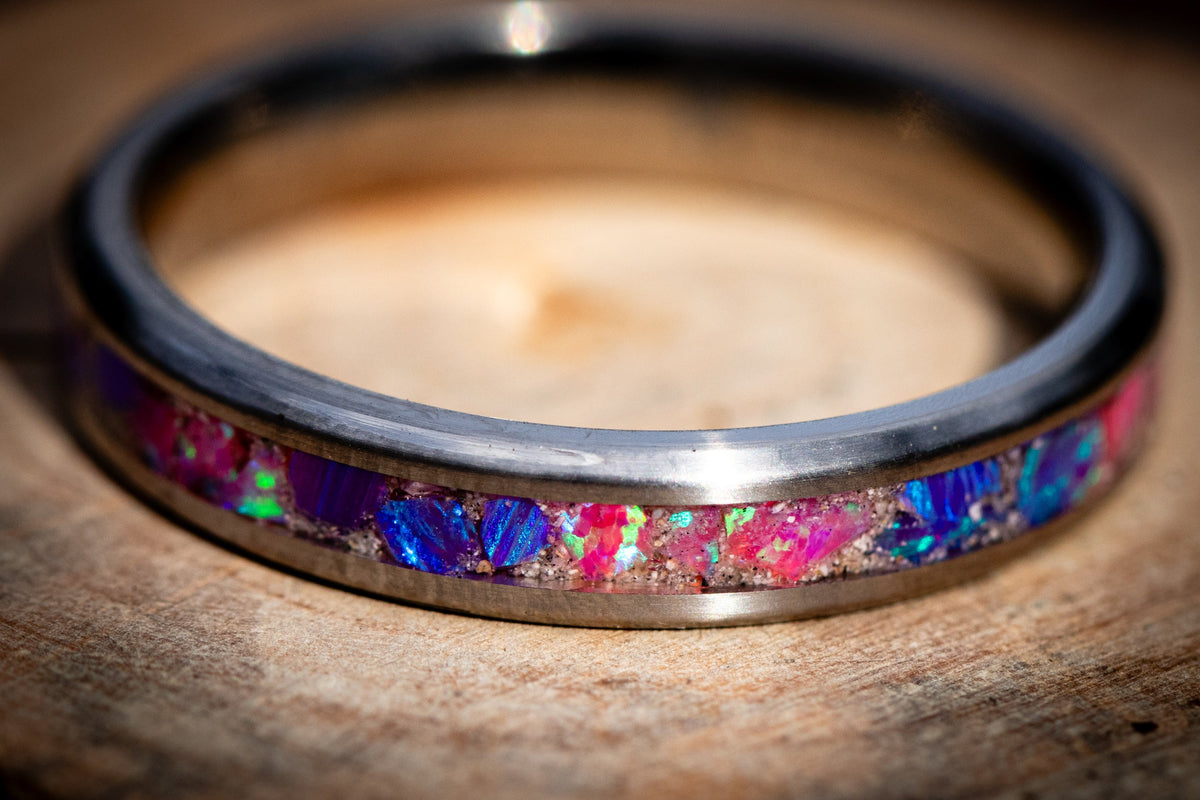 cremation ring titanium hot pink and lavender