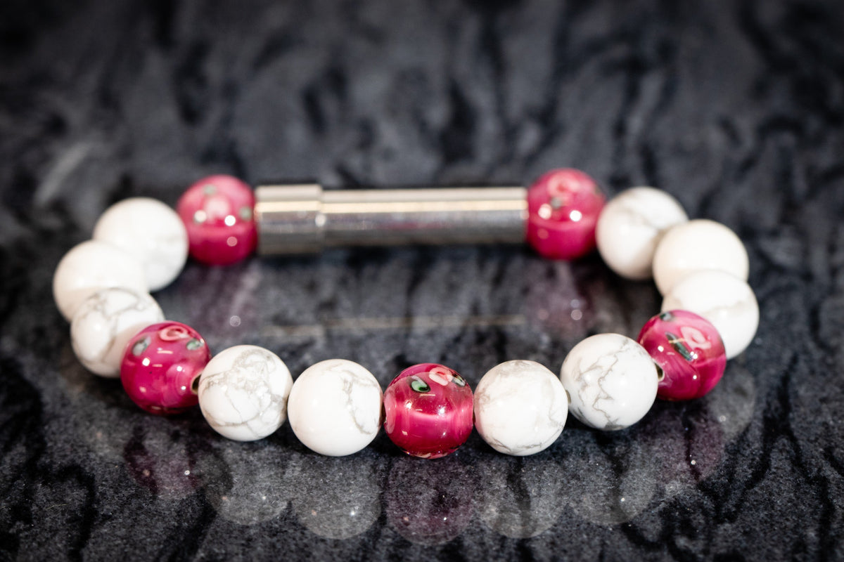 howlite and flower bead cremation bracelet
