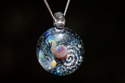 cremation necklace dichroic planet pendant