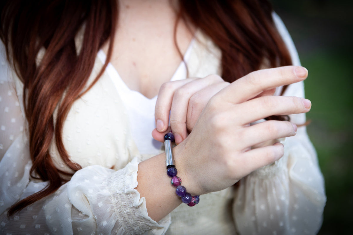 healing bracelet cremation ash fur amethyst