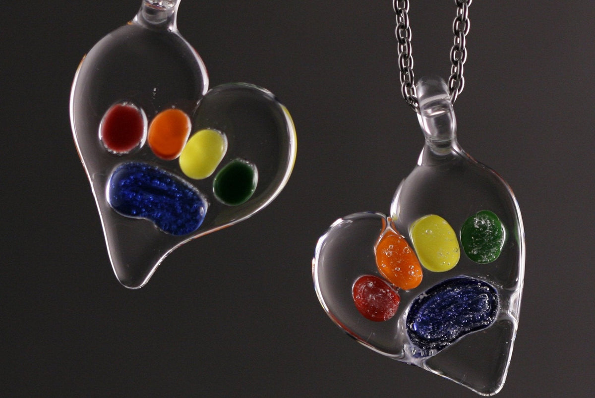 Rainbow Bridge Pawprint Pendant with Infused Cremation Ashes